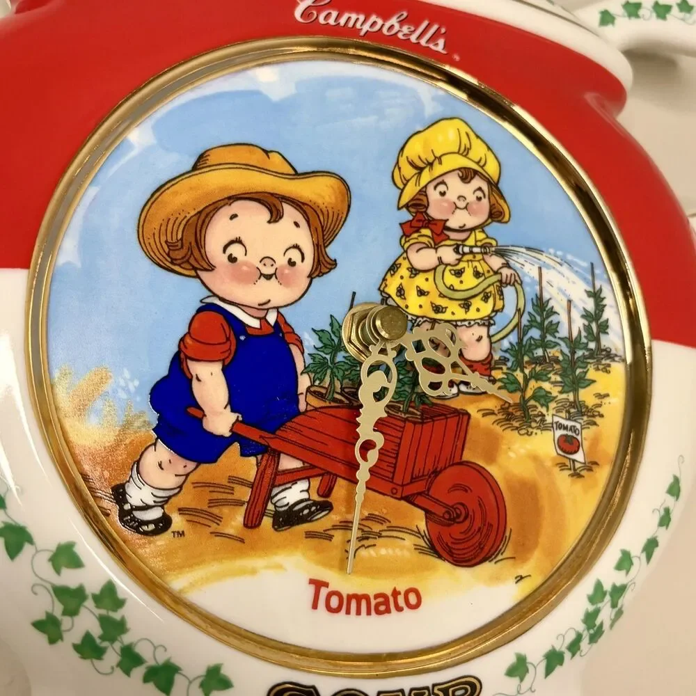 The Campbell Kids Tomato Soup Porcelain Wall Clock Danbury Mint 1997 NEW